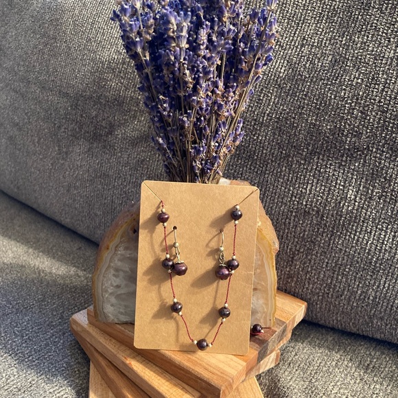 Elegant Purple Beaded Necklace and Earring Set - Picture 6 of 6